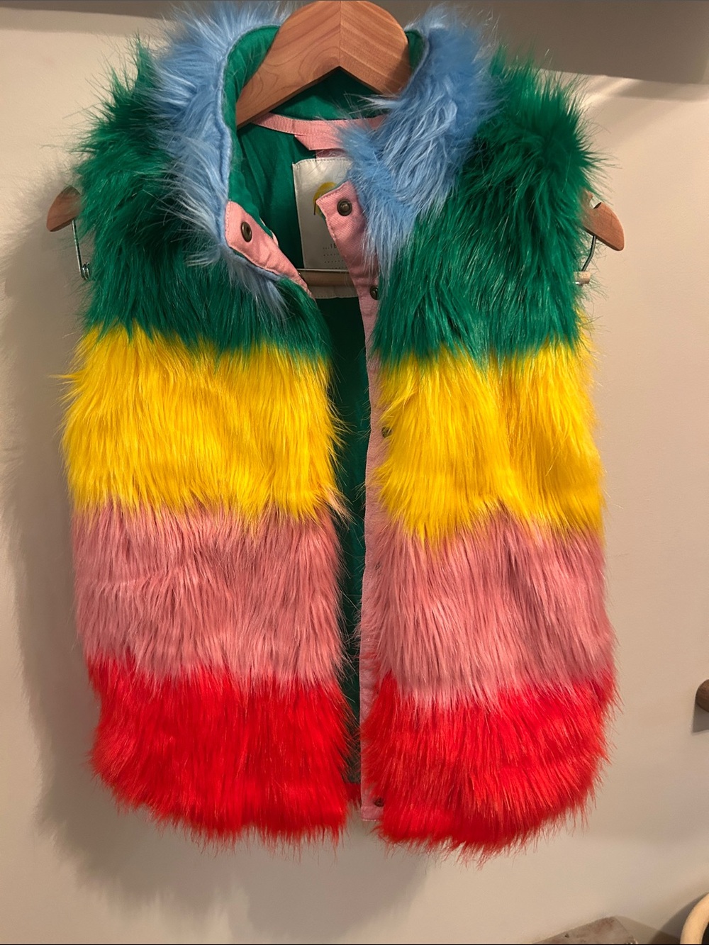 Kids Mini Boden Multicolor Faux Fur Vest